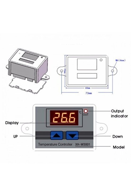 220v Termostat Xh-w3001 Dijital Termostat Sıcaklık Kontrol Cihazı 220v-1500w