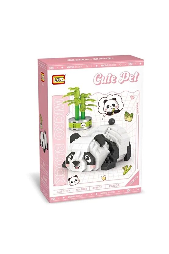 Mikro Blok Kaktüslü Sevimli Panda 340 Parça - Lego Setleri - Loz Mini Lego - Hayvan Lego - Loz Lego