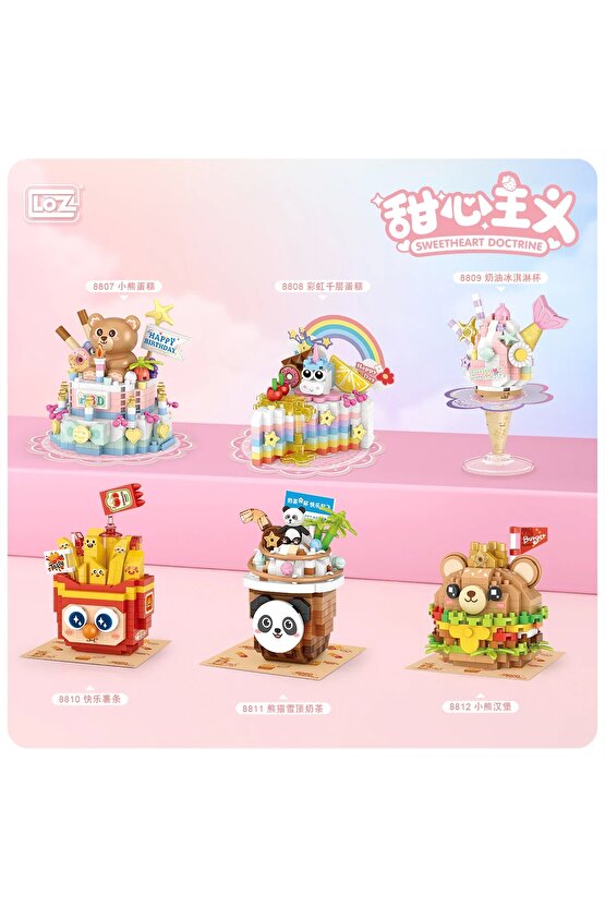 Mikro Blok Burger Pasta 260 Parça - Lego Setleri - Loz Mini Lego - Pasta Lego - Loz Lego - Mikro Blo