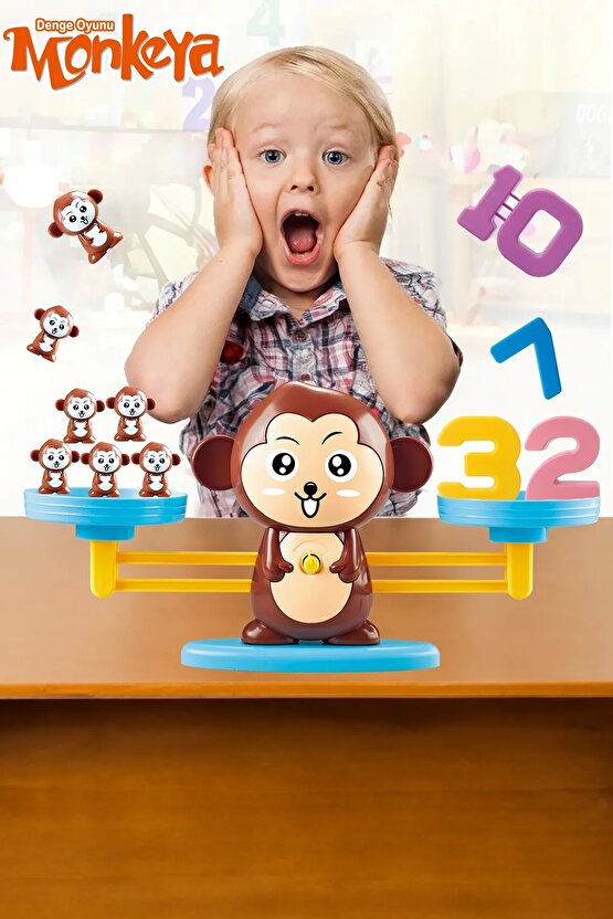 Eğitici Maymun Denge Oyunu - İşlem Kartlı Matematik Öğretici Oyun Seti - Eğitici Matematik Oyunu - A