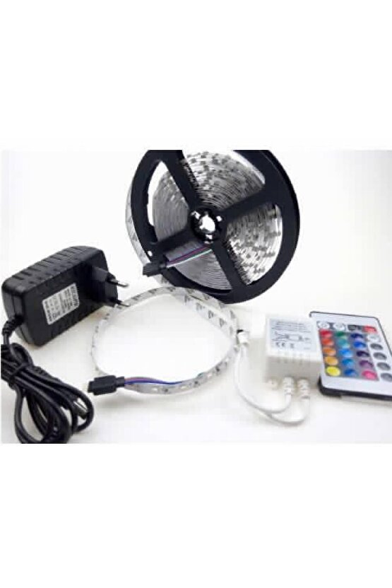 5 Metre Rgb Şerit Led Uzaktan Kumandalı Silikonlu Iç Ve Dış Mekan Adaptörlü