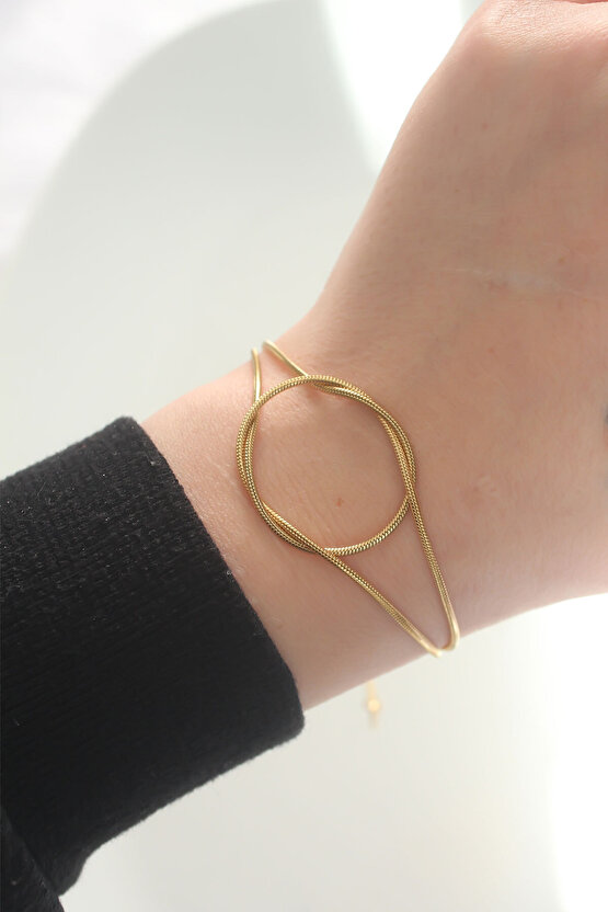 BRKSTR 316L Çelik Gold Renk Düğüm Model Bileklik