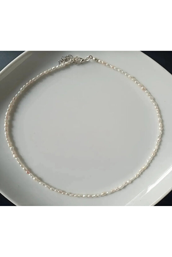 Doğal Arpa İnci Kolye 2-3 mm