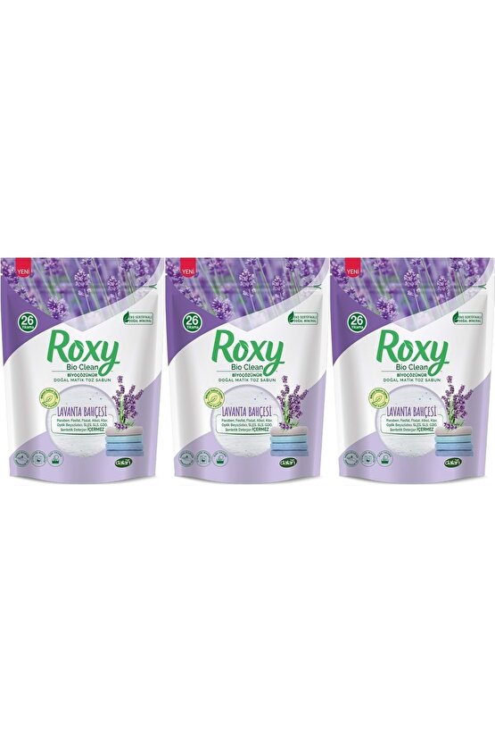 Roxy Bio Clean Matik Sabun Tozu 800gr Lavanta Bahçesi (3 LÜ SET) (78 YIKAMA)