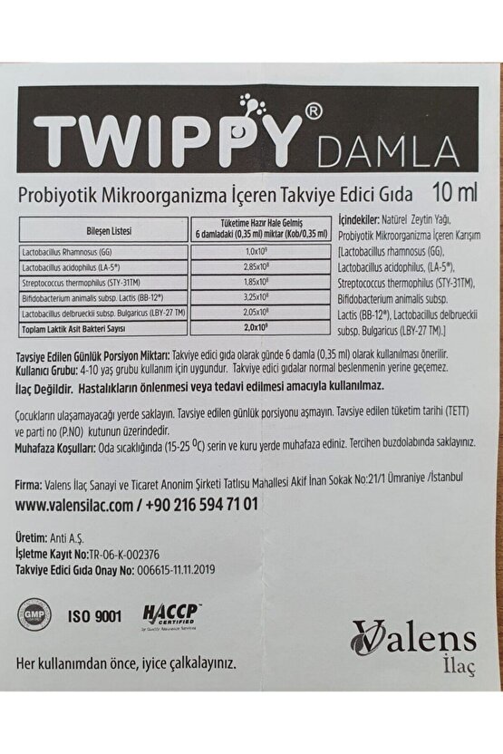 Twippy Damla 10ml - Twippy Probiyotik Damla 8681863200084(ORiJİNAL)