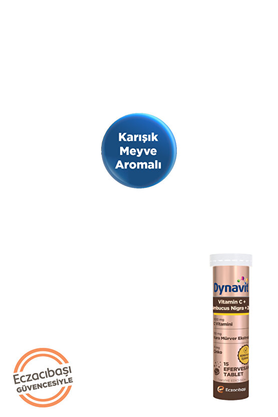 C Vitamini, Sambucus Nigra ve Çinko 15 Efervesan Tablet - C Vitamini, Kara Mürver Ekstresi, Çinko