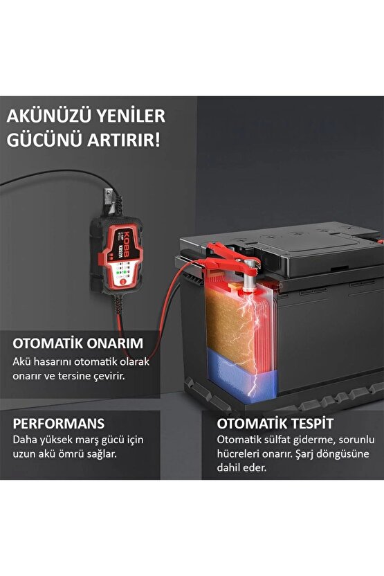 Kbs2a 6v12v 60ah Akıllı Akü Şarj Ve Akü Bakım  Desülfatör