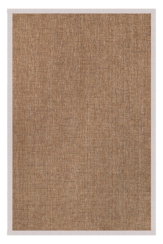 0604-Krem Kumaş Bordür Sisal Halı Kilim Hav Toz Vermez Kolay Temizlenen Hasır Kilim