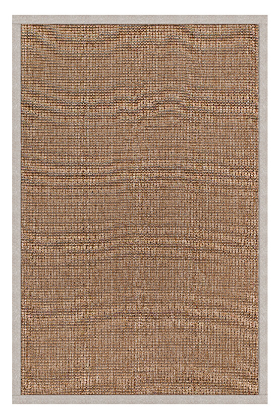0465-Bej Kumaş Bordür Sisal Halı Kilim Hav Toz Vermez Kolay Temizlenen Hasır Kilim