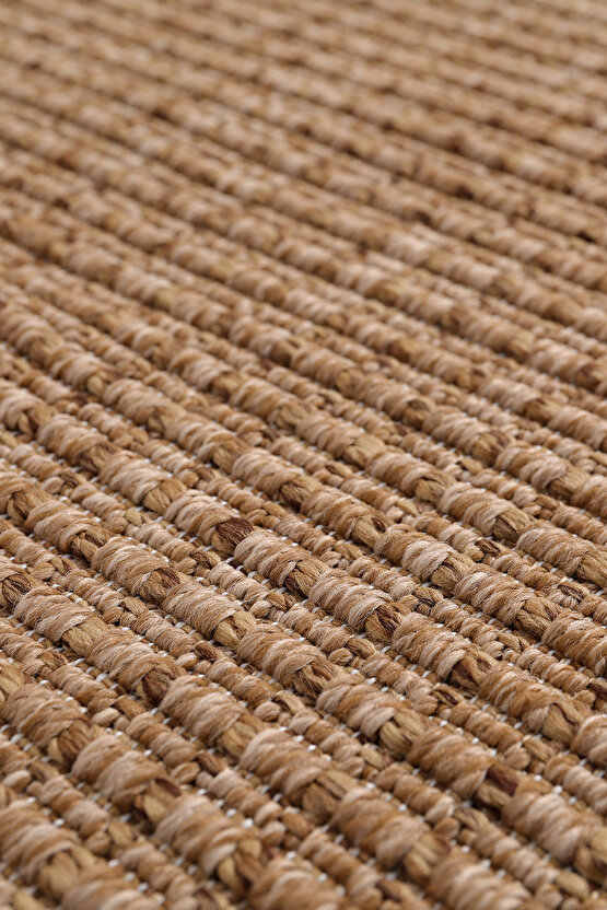 0465-Krem Kumaş Bordür Sisal Halı Kilim Hav Toz Vermez Kolay Temizlenen Hasır Kilim