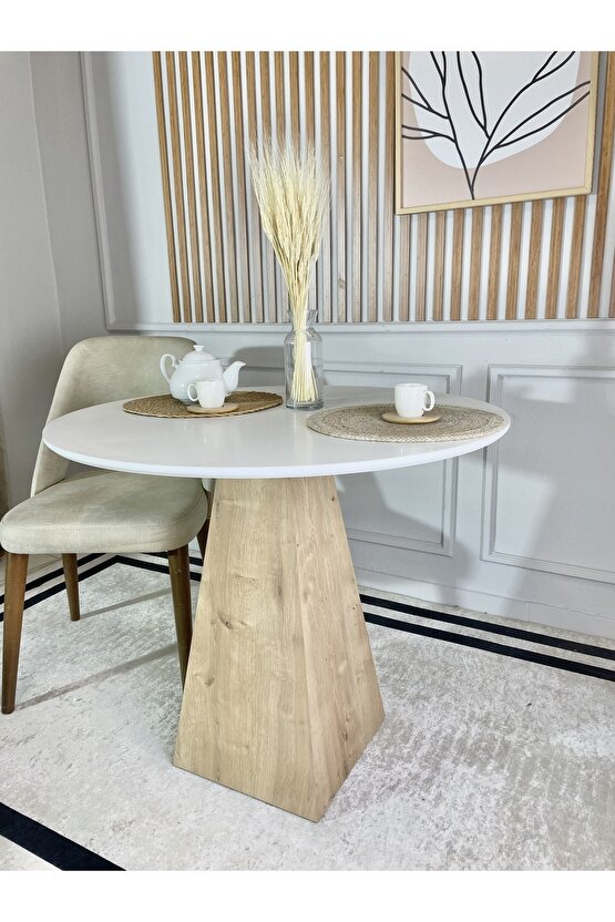 100 Cm Çam Ayaklı Ahşap Yemek Masası - Fungi Serisi - Çalışma Masası - Balkon Ve Kafe Masası
