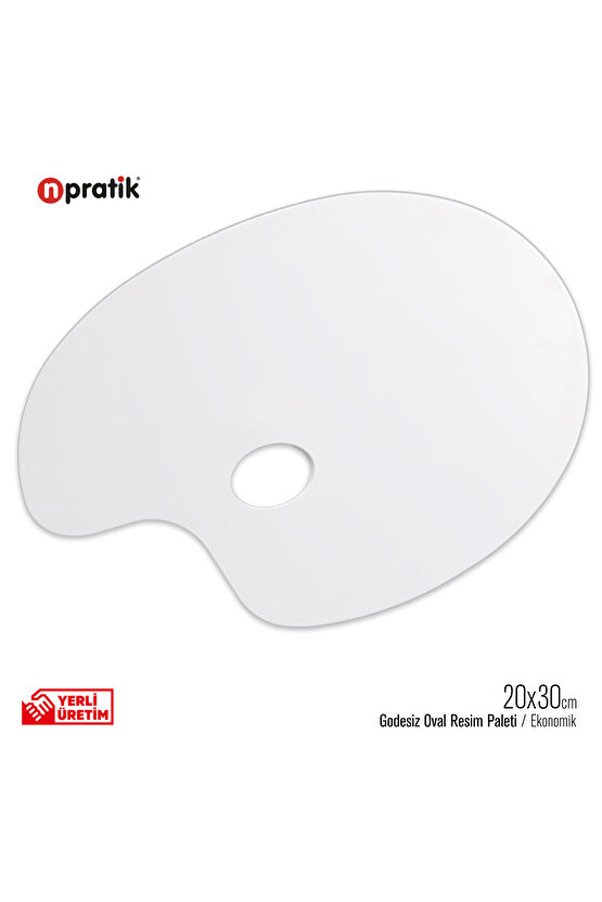 Sanatsal Oval Akrilik Düz Palet Yağlı Boya, Guaj Boya ve Akrilik Boya İçin İdeal 20 x 30 cm.