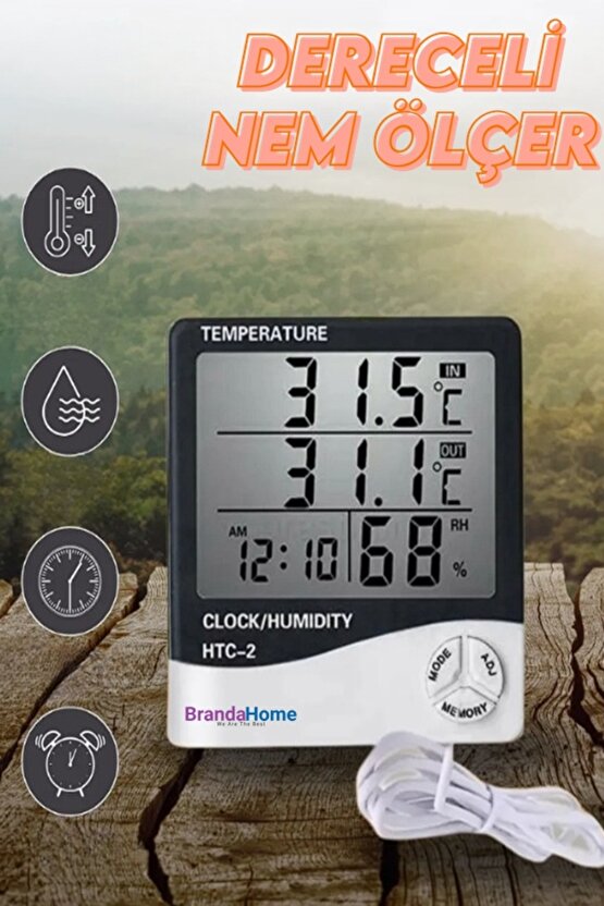 HTC-2 Dijital Nem ve Sıcaklık Ölçer Hassas Higrometre Termometre Oda Tipi