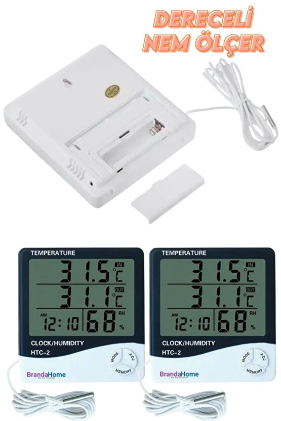 HTC-2 Dijital Nem ve Sıcaklık Ölçer Hassas Higrometre Termometre Oda Tipi