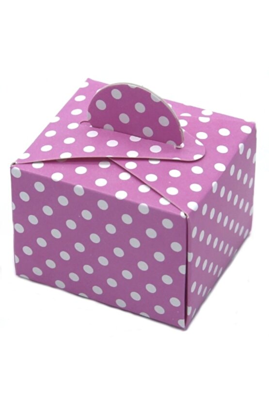 Lokum Şeker Kutusu Puantiyeli Pembe (50 Adet)