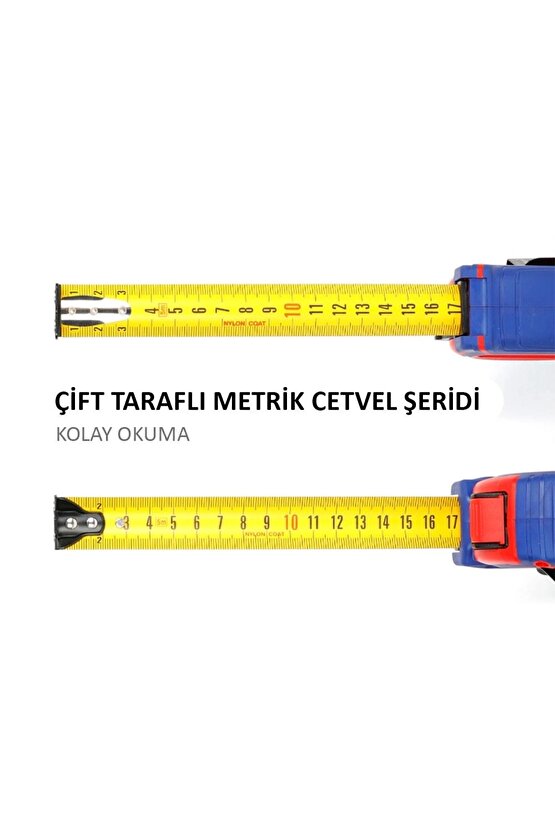 WP261041 5Mx25mm Naylon Kaplama Sarı Çift Taraflı Manyetik Çelik Şerit Metre