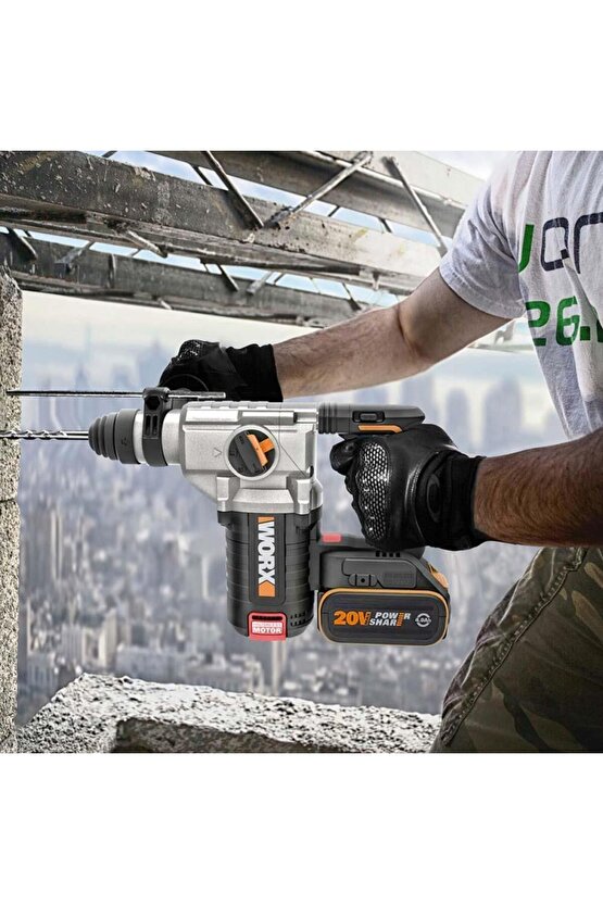 WX380.9C Tek Akülü Şarjlı SDS-Plus Pnömatik KırıcıDelici 20Volt 2.0Ah. 2.2J