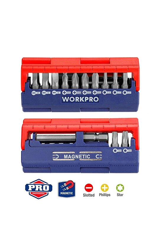 WP221062 13 Parça Manyetik CR-V Vidalama Bits Uç Seti
