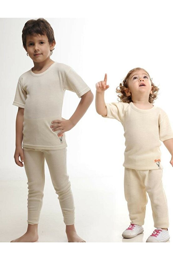 500&550 Unisex Çocuk Termal Yün İçlik Takım-Krem