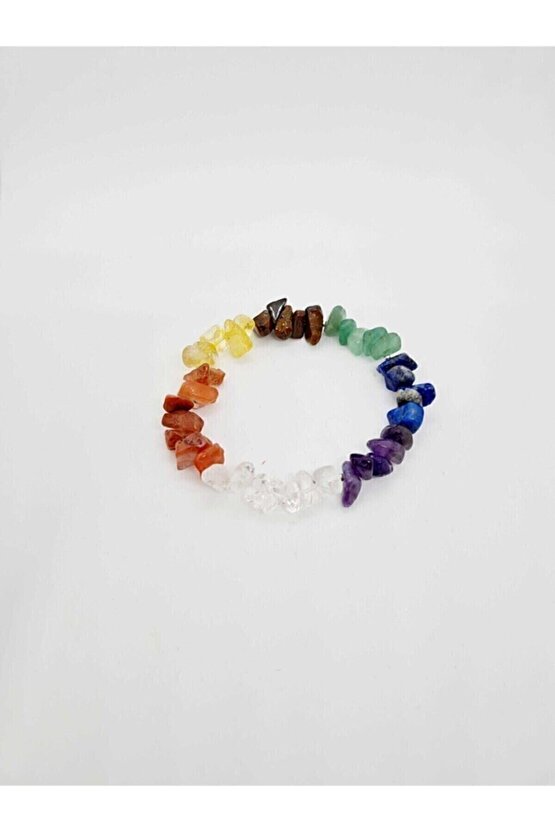 Doğal 7 Çakra Bilekliği Kristal Kuvars, Ametist, Lapis Lazuli, Aventurin, Kaplan Gözü, Sitrin, Akik