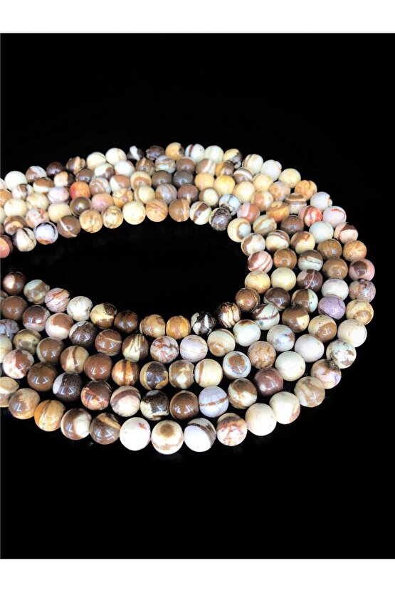 Milk Jasper Doğal Taş Parlak Küre Kesim 8mm Dizi