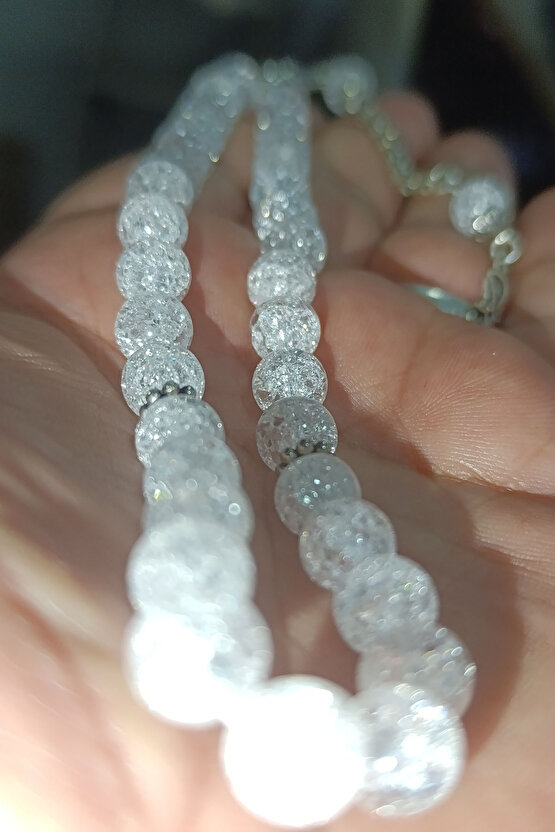Necef Taşı 8 mm Natural Doğaltaş Gümüş Tesbih