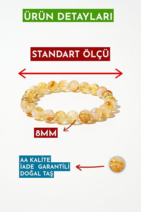 Sitrin Doğal Taş Bileklik (POZİTİF ENERJİ DEPOSU) 1.kalite Doğal Taş