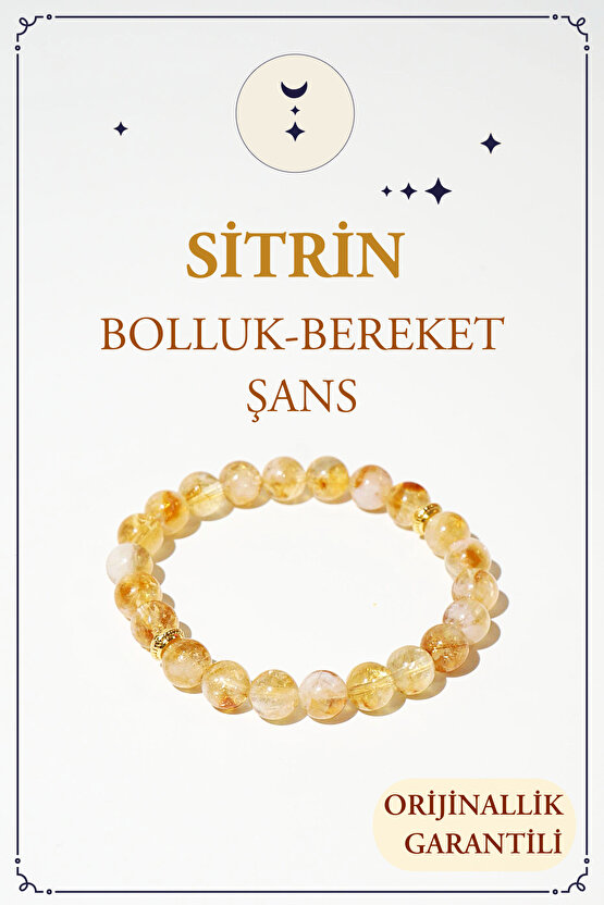 Sitrin Doğal Taş Bileklik (POZİTİF ENERJİ DEPOSU) 1.kalite Doğal Taş