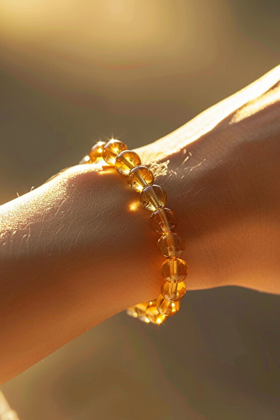 Sitrin Doğal Taş Bileklik (POZİTİF ENERJİ DEPOSU) 1.kalite Doğal Taş