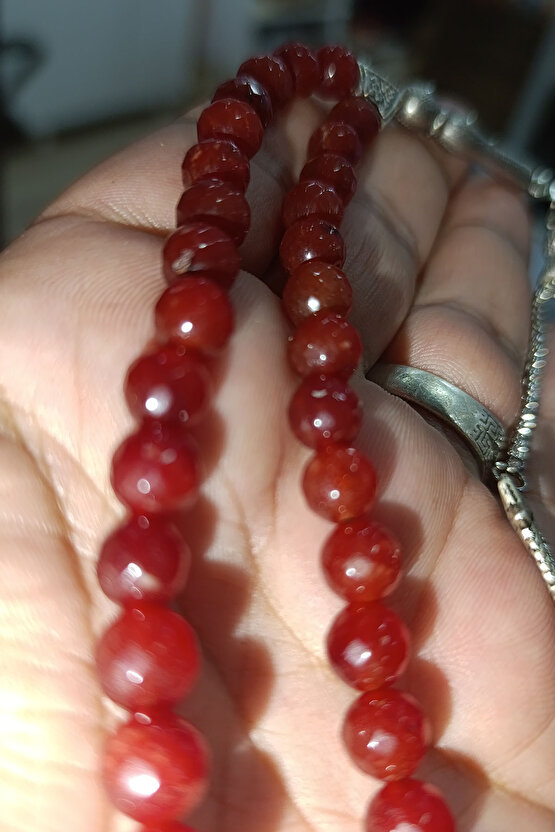 Kahve Akik Taşı 8 mm Faset Kesim Natural Doğaltaş Tesbih