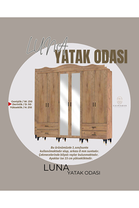 Luna Yatak Odası takımı - Gardırop - Şifonyer - 2li Komodin