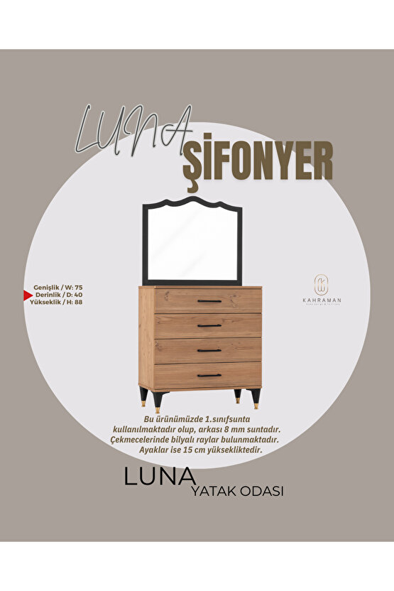 Luna Yatak Odası takımı - Gardırop - Şifonyer - 2li Komodin