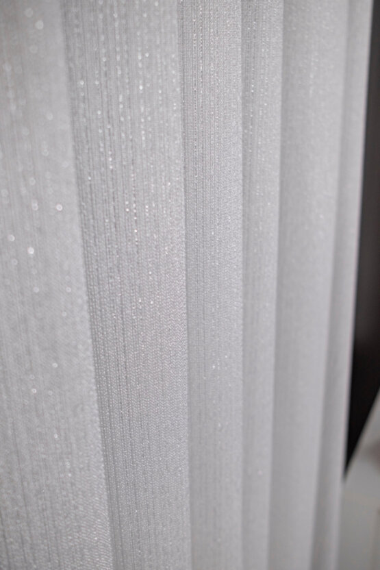 Brıllant Gumus Simli Kar600 Tül Perde 13 Sık Pile Vıdeo’lu (ozel olcu dıkılır )