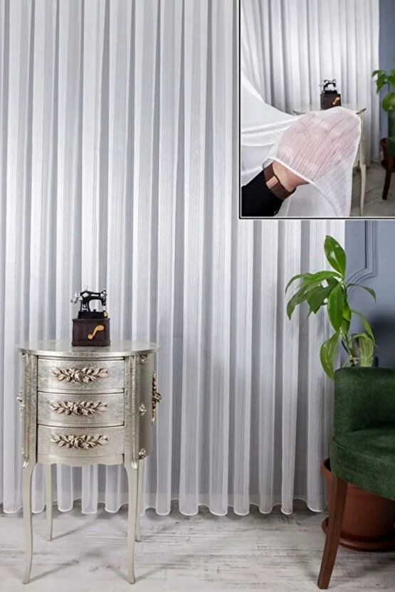 Brıllant Gumus Simli Kar600 Tül Perde 13 Sık Pile Vıdeo’lu (ozel olcu dıkılır )