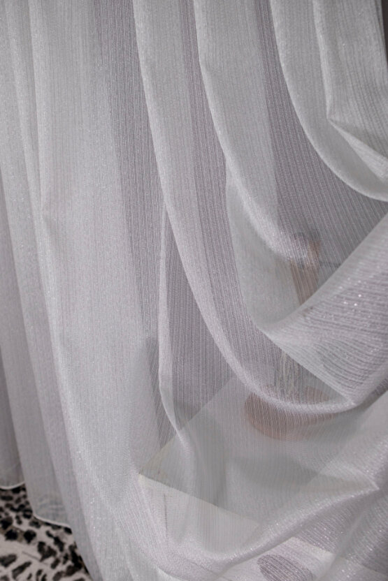 Brıllant Gumus Simli Kar600 Tül Perde 13 Sık Pile Vıdeo’lu (ozel olcu dıkılır )