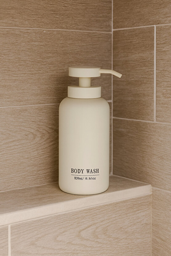 Body Wash Şişesi – 550 ml, Minimalist Tasarım, Pompalı Sıvı Sabun & Duş Jeli Dispenseri
