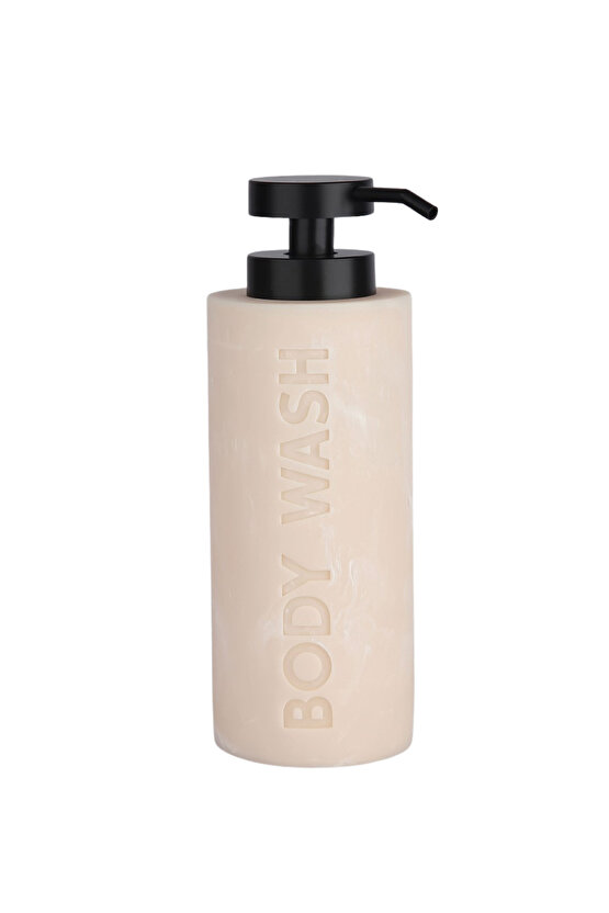 Body Wash Şişesi – Seramik Görünümlü, Siyah Pompalı Sıvı Sabun & Duş Jeli Dispenseri