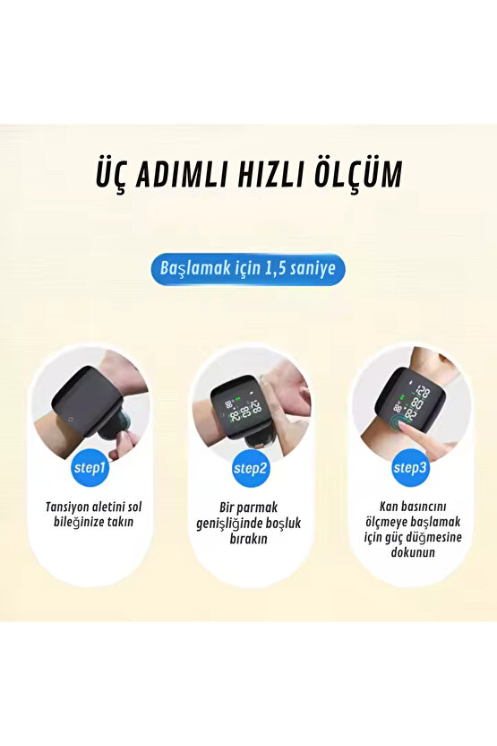 Dijital Bilekten Tansiyon Aleti – Otomatik Ölçüm, Renkli LCD Ekran, Taşınabilir ve Kolay Kullanım