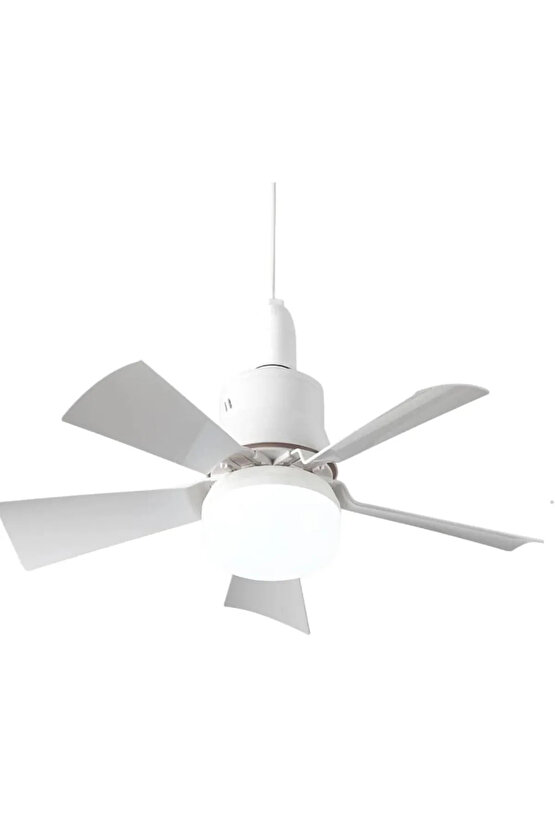 5 Kanatlı LED Işıklı Tavan Vantilatörü – Sessiz Çalışan, Uzaktan Kumandalı, Modern Beyaz Tasarım