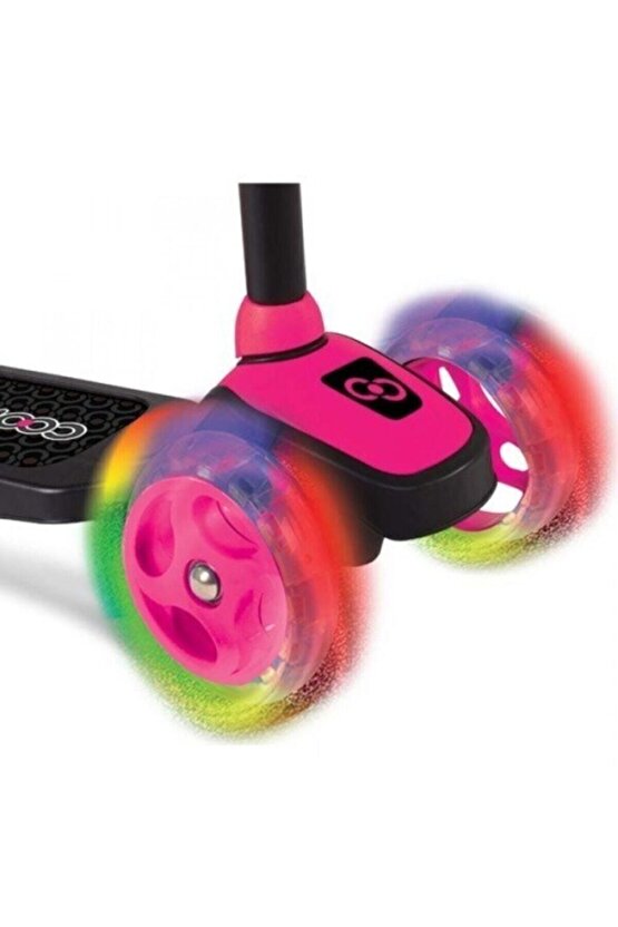 Pembe Karatoys Silikon Işıklı Metal Aksamlı Frenli Scooter