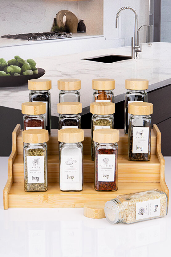 12li Bambu Kapak Modern Baharatlık TakımıMerdiven Stant