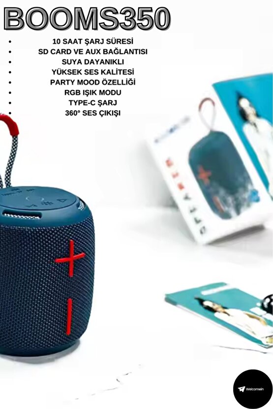 BOOMS350 Bluetooth Hoparlör Ses Bombası Açık Hava Parti Mod Ipx6 Kumaş Kablosuz Taşınabilir USB