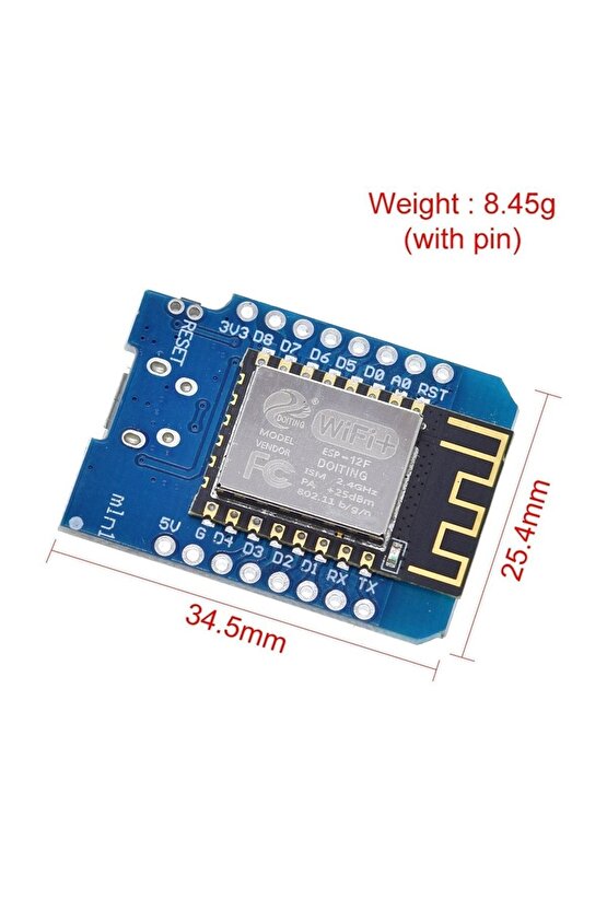 ESP8266 ESP-12F WeMos D1 Mini WiFi Geliştirme Kartı - IoT Projeleri için Kompakt Çözüm