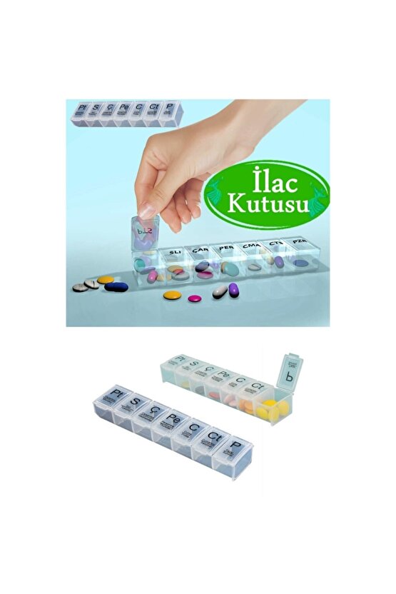 2 ADET Haftalık Günlük Ilaç Saklama Kutusu 7 Günlük Ilaç Saklama Kabı