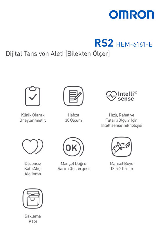 Rs2 30 Ölçüm Hafızalı Bilekten Ölçer Tansiyon Aleti