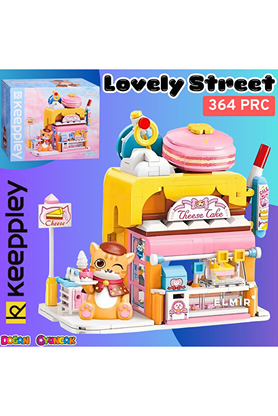 Mikro Blok Kırmızı Kedi Kek Dükkanı 364 Parça - Lego Setleri - Keeppley Mini Lego - Keeppley Lego -