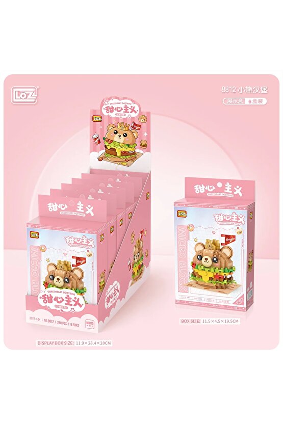 Mikro Blok Burger Pasta 260 Parça - Lego Setleri - Loz Mini Lego - Pasta Lego - Loz Lego - Mikro Blo