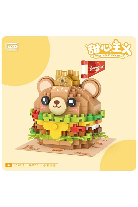 Mikro Blok Burger Pasta 260 Parça - Lego Setleri - Loz Mini Lego - Pasta Lego - Loz Lego - Mikro Blo