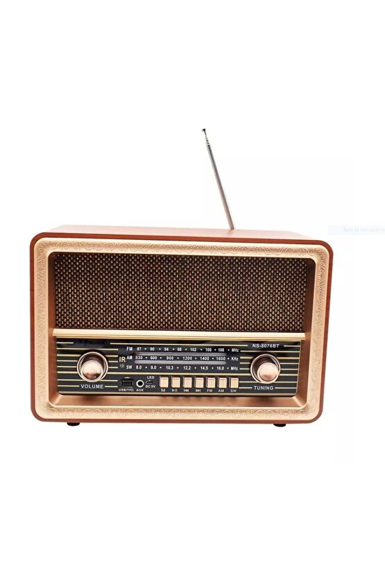 Kablosuz Nostaljik Radyo Bluetooth Hoparlör Fm Radio Sd Kart Usb Girişli Şarjlı Speaker