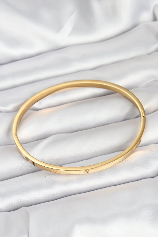 316L Çelik Gold Renk 65 mm İnce Kadın Kelepçe Bileklik